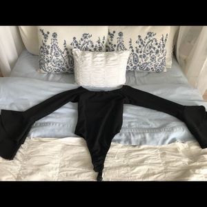 Off shoulder ruffle sleeve bodysuit